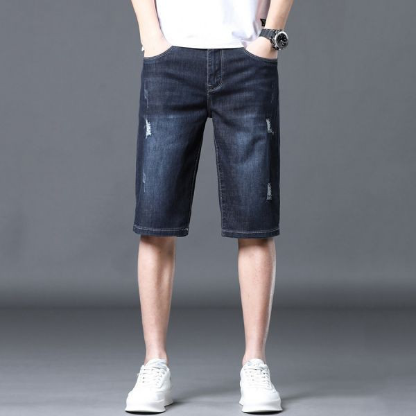 藏少彈力破洞牛仔短褲 - 1配色（限時特賣 - 5折） 幕峰MuFeng,男裝特賣,5折優惠,快閃活動,限時出清,網路購物,男裝品牌,超值優惠,時尚穿搭,2025特賣