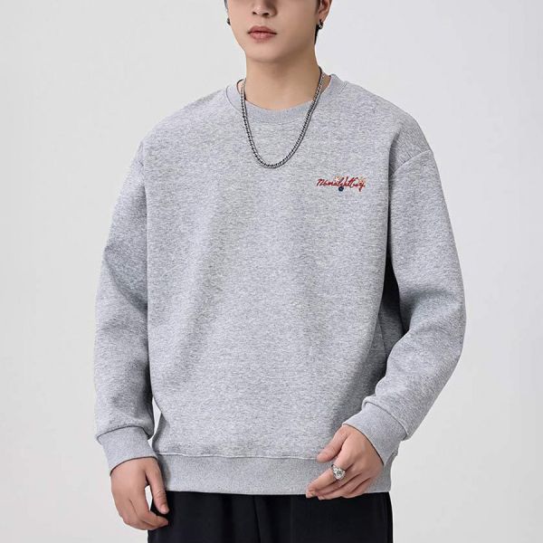 花嶺刺繡圓領潮流長袖 - 3配色 幕峰MuFeng,刺繡衛衣,花卉刺繡上衣,英文字母衛衣,潮流男裝,百搭長袖,寬鬆版型,休閒穿搭,時尚上衣,男士衛衣