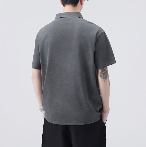 蠟染刺繡POLO質感短袖 - 3配色 幕峰MuFeng,POLO,短袖,上衣,男裝,夏季,簡約,網路購物,日系男裝,2025