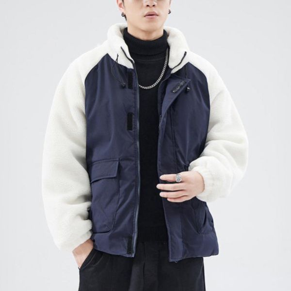 日和立領毛絨拼接外套 - 4配色（限時特賣 - 4折） 幕峰MuFeng,男裝特賣,5折優惠,快閃活動,限時出清,網路購物,男裝品牌,超值優惠,時尚穿搭,2025特賣