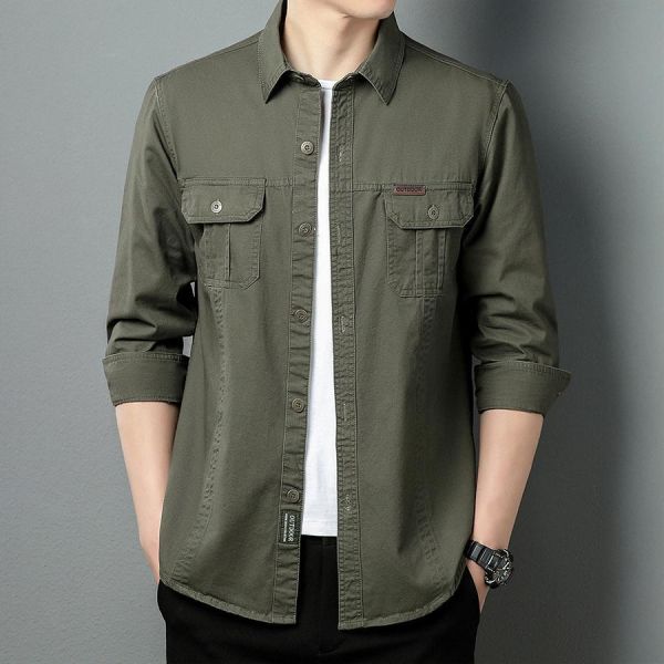 硬漢工裝休閒襯衫長袖 - 4配色 幕峰MuFeng,純棉襯衫男,厚磅襯衫,工裝襯衫,長袖襯衫男,大碼男裝,寬鬆襯衫,美式風格,休閒襯衫,百搭上衣