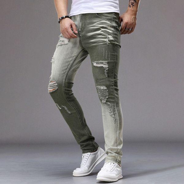 荒迹彈力修身破洞牛仔長褲 - 2配色（限時特賣 - 5折） 幕峰MuFeng,男裝特賣,5折優惠,快閃活動,限時出清,網路購物,男裝品牌,超值優惠,時尚穿搭,2026特賣