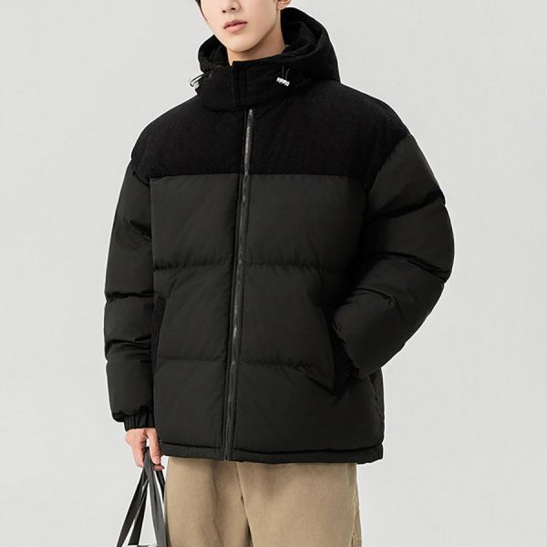 寒盾連帽潮流棉絨保暖外套 - 2配色 幕峰MuFeng,拼色棉服,面包服外套,加厚保暖外套,可拆卸連帽,潮牌男裝,棉絨內裡,秋冬穿搭,寬鬆外套,休閒保暖衣