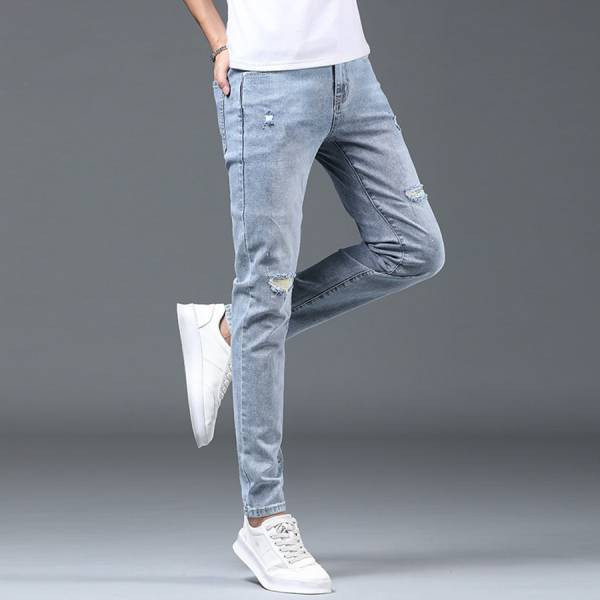 吹境刷破牛仔長褲 - 1配色（限時特賣 - 5折） 幕峰MuFeng,男裝特賣,5折優惠,快閃活動,限時出清,網路購物,男裝品牌,超值優惠,時尚穿搭,2025特賣