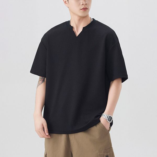 涼語V領透氣休閒短袖 - 2配色 幕峰MuFeng,V領,短袖,夏季,2025,男裝,T恤,穿搭,網路購物,透氣