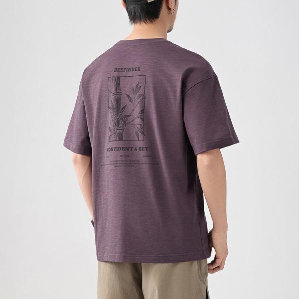 竹隱質感印花休閒短袖 - 2配色 幕峰MuFeng,竹節棉短袖,印花T恤男,夏季短袖,寬鬆T恤,潮流男裝,透氣上衣,戶外穿搭,休閒短袖,男士T恤