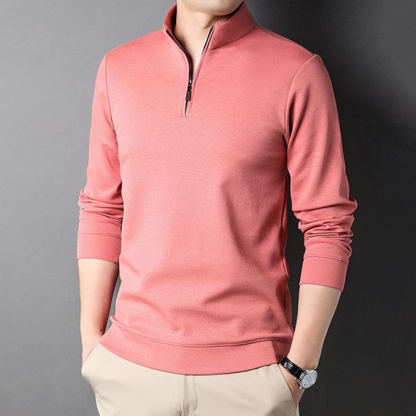 雅裁半拉鍊立領休閒長袖 - 10配色 幕峰MuFeng,男士立領長袖,半拉鍊上衣,修身男裝,春秋長袖男,貼身休閒衫,立領拉鍊衫,通勤長袖男,舒適百搭衫,成熟男士穿搭