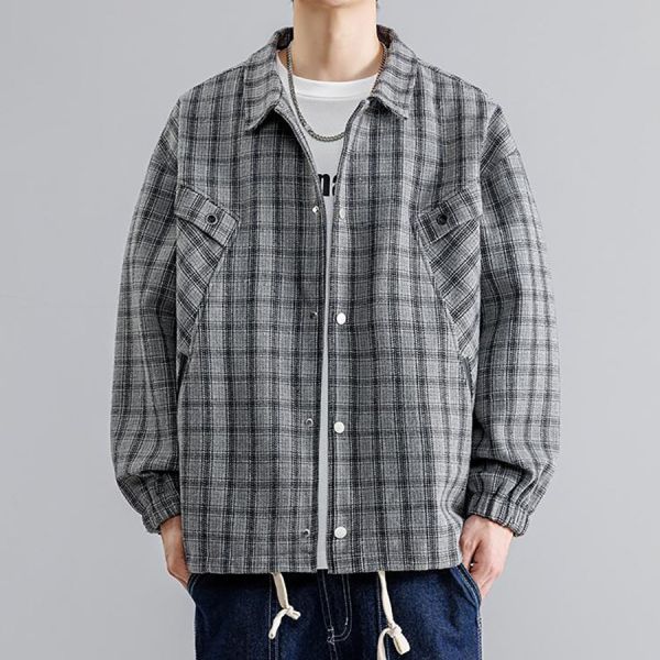 香風翻領格子休閒外套 - 3配色 幕峰,班服,團服,外套,褲子,襯衫,男裝,牛仔褲,網路購物,購物