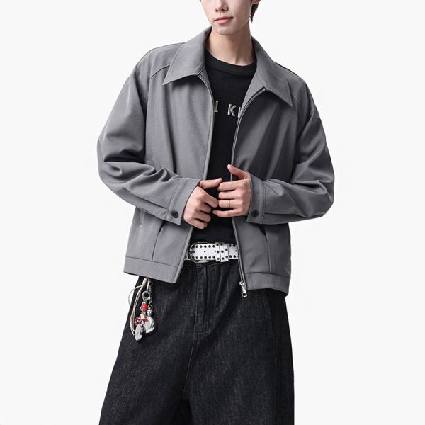 簡域翻領時尚短版外套 - 2配色 幕峰MuFeng,男士短款夾克,翻領外套男,春季男裝外套,寬鬆版型夾克,行政風外套,俐落穿搭,百搭男外套,休閒通勤外套,潮流男裝