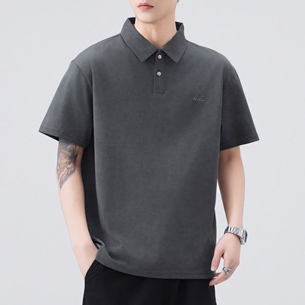 蠟染刺繡POLO質感短袖 - 3配色 幕峰MuFeng,POLO,短袖,上衣,男裝,夏季,簡約,網路購物,日系男裝,2025
