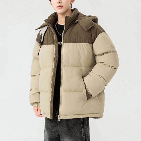 寒盾連帽潮流棉絨保暖外套 - 2配色 幕峰MuFeng,拼色棉服,面包服外套,加厚保暖外套,可拆卸連帽,潮牌男裝,棉絨內裡,秋冬穿搭,寬鬆外套,休閒保暖衣