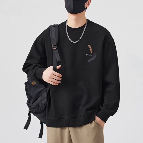 羽境重磅潮流印花長袖 - 1配色 幕峰MuFeng,重磅衛衣,羽毛印花,潮牌長袖,圓領上衣,春秋衛衣,街頭風男裝,百搭長袖T,質感厚磅,休閒男士上衣