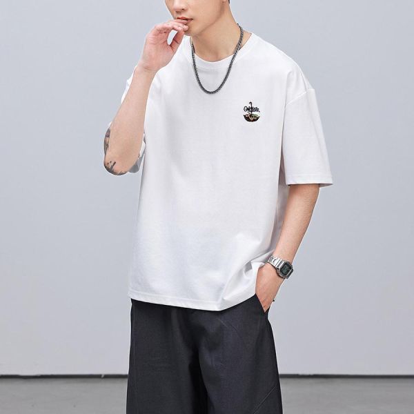 鴨泊涼感刺繡印花潮流短袖 - 3配色 幕峰MuFeng,冰感短袖,T恤男,刺繡印花T恤,寬鬆短袖,落肩T恤,透氣短袖,夏季男裝,潮流上衣,男士T恤