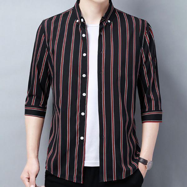 時尚條紋七分袖襯衫 - 6配色（限時特賣 - 5折） 幕峰MuFeng,男裝特賣,5折優惠,快閃活動,限時出清,網路購物,男裝品牌,超值優惠,時尚穿搭,2026特賣