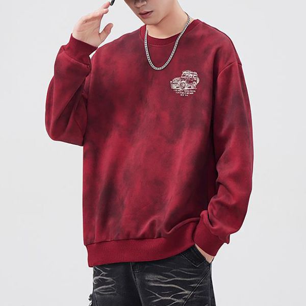 墨赤重磅印花潮流長袖 - 1配色 幕峰,班服,團服,外套,褲子,襯衫,男裝,牛仔褲,網路購物,購物