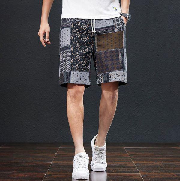 拚典復古棉麻休閒短褲 - 3配色（限時特賣 - 5折） 幕峰MuFeng,男裝特賣,5折優惠,快閃活動,限時出清,網路購物,男裝品牌,超值優惠,時尚穿搭,2026特賣