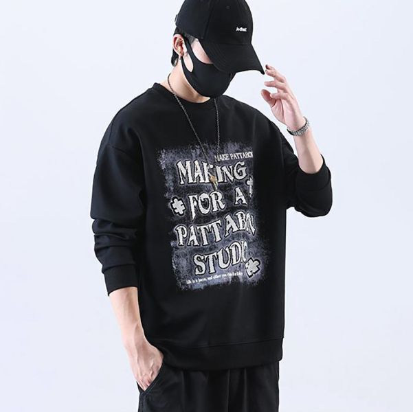 帕塔潮流立體印花長袖 - 2配色 幕峰Mufeng,立體印花,流行,上衣,長袖,2024,穿搭,印花,服飾,男裝