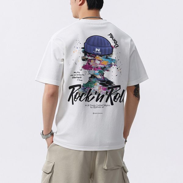 霧視刺繡印花潮流短袖 - 2配色 幕峰MuFeng,印花,刺繡,短袖,抽象,潮流,男裝,彈性,網路購物,2025