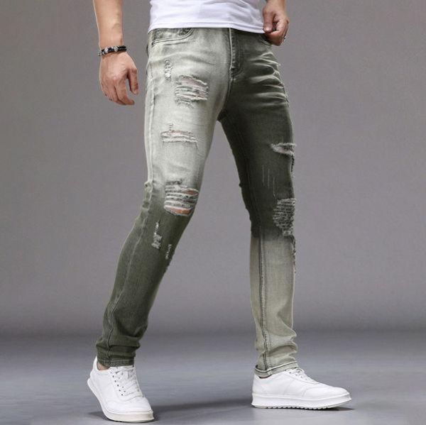 荒迹彈力修身破洞牛仔長褲 - 2配色（限時特賣 - 5折） 幕峰MuFeng,男裝特賣,5折優惠,快閃活動,限時出清,網路購物,男裝品牌,超值優惠,時尚穿搭,2026特賣