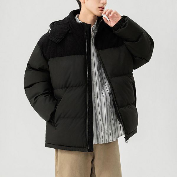 寒盾連帽潮流棉絨保暖外套 - 2配色 幕峰MuFeng,拼色棉服,面包服外套,加厚保暖外套,可拆卸連帽,潮牌男裝,棉絨內裡,秋冬穿搭,寬鬆外套,休閒保暖衣