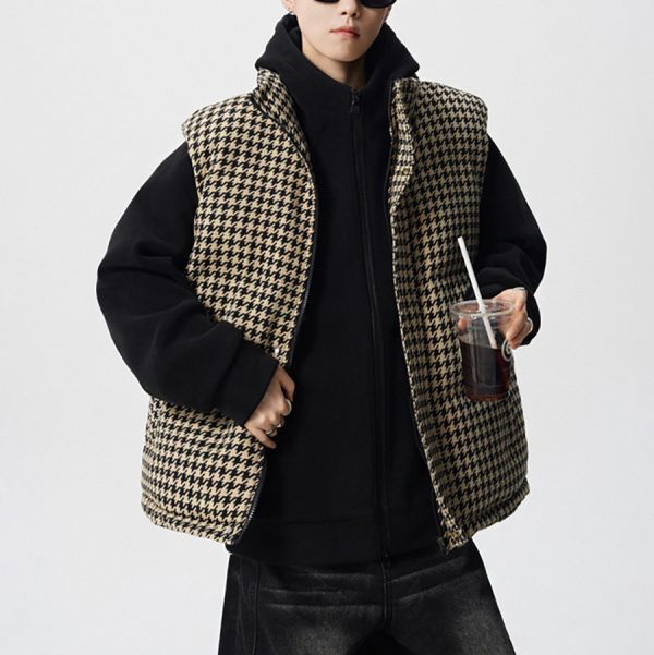 異風立領加厚保暖背心 - 5配色 幕峰MuFeng,多款印花背心,立領馬甲,秋冬刺繡外套,保暖坎肩,斑馬紋背心,千鳥格馬甲,迷彩無袖外套,藝術風圖騰,潮流男裝