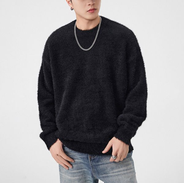 暖詩質感糯米絨毛衣長袖 - 3配色 幕峰MuFeng,糯米絨毛衣,秋冬上衣,保暖毛衣,圓領針織衫,男士毛衣,通勤穿搭,慵懶風格,柔軟親膚,百搭長袖