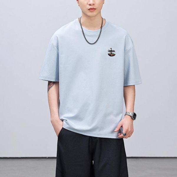 鴨泊涼感刺繡印花潮流短袖 - 3配色 幕峰MuFeng,冰感短袖,T恤男,刺繡印花T恤,寬鬆短袖,落肩T恤,透氣短袖,夏季男裝,潮流上衣,男士T恤