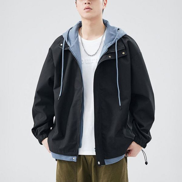 湛峰連帽防風潮流外套（假2件）- 7色 幕峰,Mufeng,牛仔,流行,上衣,褲子,外套,穿搭,印花,服飾