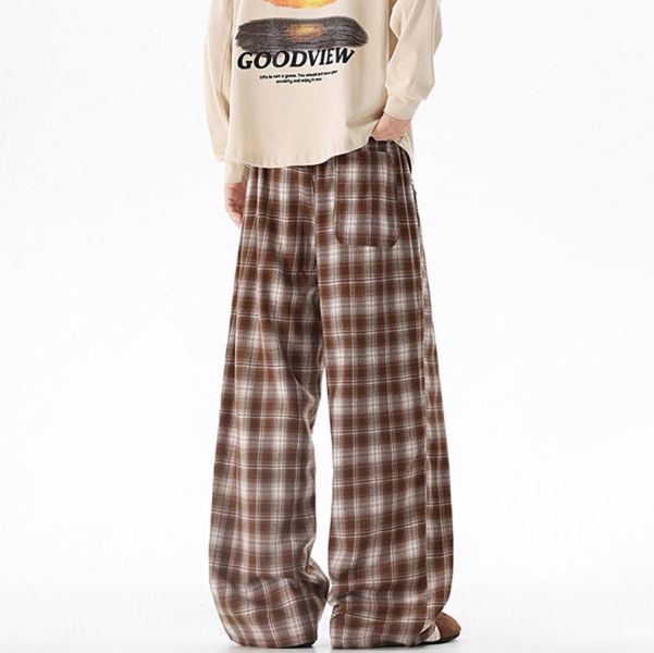 言正格子休閒直筒長褲 - 3配色 幕峰MuFeng,格子長褲,春秋休閒褲,寬鬆直筒褲,潮牌男裝,青少年穿搭,百搭長褲,時尚格紋褲,男士潮流褲款,街頭風格