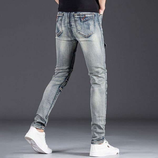 峰痞彈力修身拼接牛仔長褲 - 1配色（限時特賣 - 5折） 幕峰MuFeng,男裝特賣,5折優惠,快閃活動,限時出清,網路購物,男裝品牌,超值優惠,時尚穿搭,2026特賣