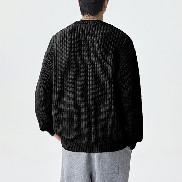柔暖重磅針織質感毛衣長袖 - 2配色 幕峰MuFeng,秋冬針織衫,內搭打底衫,男士毛衣,柔軟親膚款,百搭長袖上衣,潮流男裝,秋冬穿搭,細織紋理,舒適貼身款