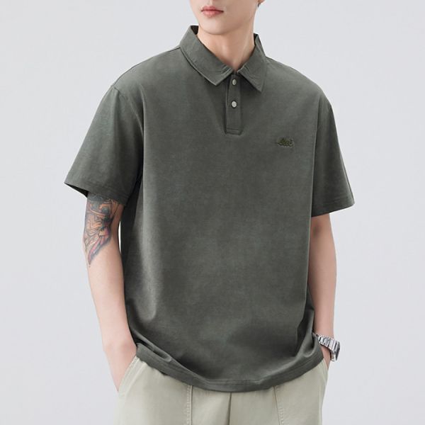 蠟染刺繡POLO質感短袖 - 3配色 幕峰MuFeng,POLO,短袖,上衣,男裝,夏季,簡約,網路購物,日系男裝,2025