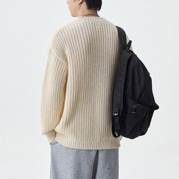 柔暖重磅針織質感毛衣長袖 - 2配色 幕峰MuFeng,秋冬針織衫,內搭打底衫,男士毛衣,柔軟親膚款,百搭長袖上衣,潮流男裝,秋冬穿搭,細織紋理,舒適貼身款