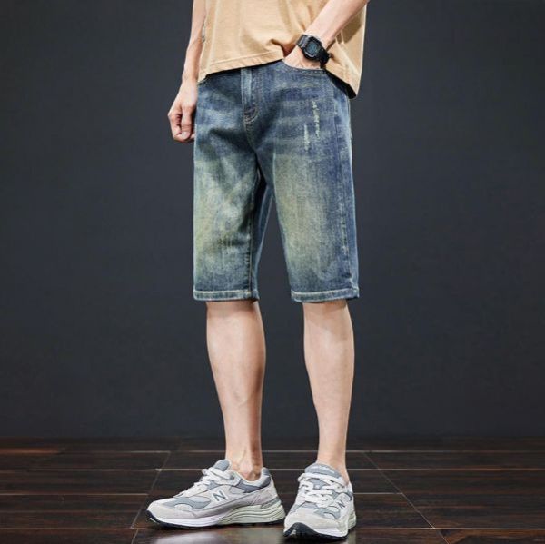 徜徉直筒五分牛仔短褲 - 2配色（限時特賣 - 5折） 幕峰MuFeng,男裝特賣,5折優惠,快閃活動,限時出清,網路購物,男裝品牌,超值優惠,時尚穿搭,2025特賣