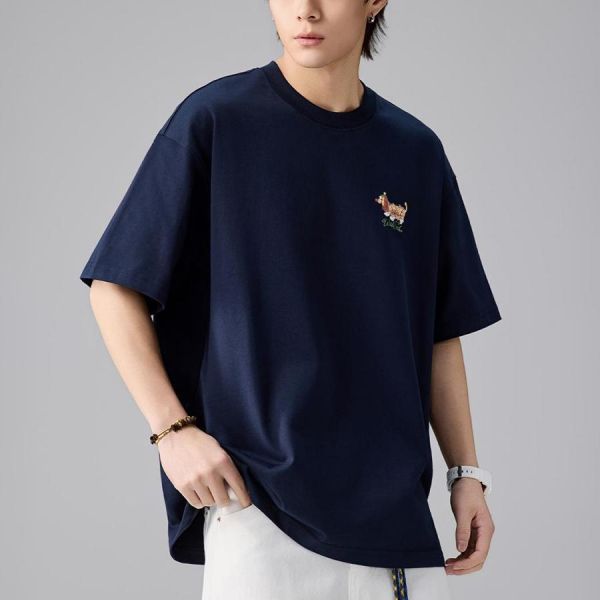 牧辰重磅印花潮流短袖 - 3配色 幕峰MuFeng,小狗印花短袖,純棉T恤男,重磅短袖,雙紗純棉T恤,潮流印花T恤,寬鬆短袖,夏季男裝,街頭穿搭,男士T恤