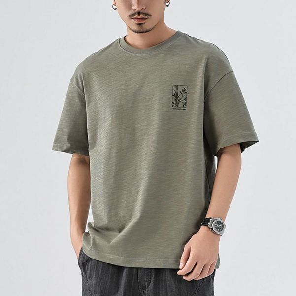 竹隱質感印花休閒短袖 - 2配色 幕峰MuFeng,竹節棉短袖,印花T恤男,夏季短袖,寬鬆T恤,潮流男裝,透氣上衣,戶外穿搭,休閒短袖,男士T恤