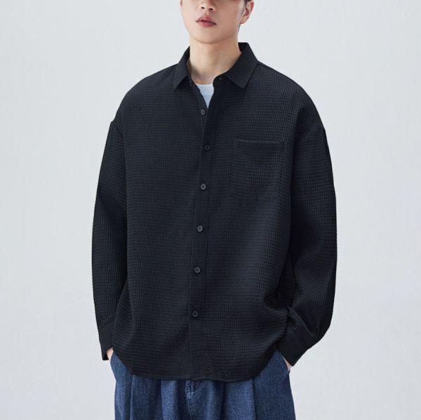 素語翻領質感休閒襯衫長袖 - 3配色（限時特賣 - 5折） 幕峰MuFeng,男裝特賣,5折優惠,快閃活動,限時出清,網路購物,男裝品牌,超值優惠,時尚穿搭,2026特賣