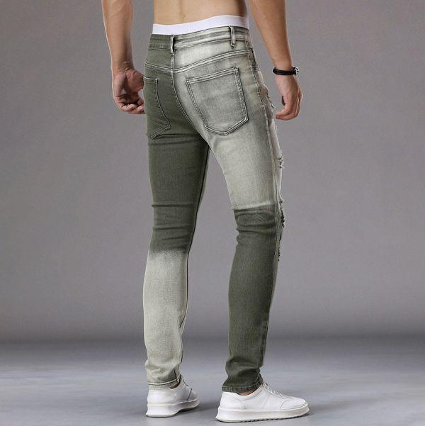 荒迹彈力修身破洞牛仔長褲 - 2配色（限時特賣 - 5折） 幕峰MuFeng,男裝特賣,5折優惠,快閃活動,限時出清,網路購物,男裝品牌,超值優惠,時尚穿搭,2026特賣