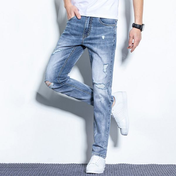 破浪彈力修身牛仔長褲 - 1配色（限時特賣 - 5折） 幕峰MuFeng,男裝特賣,5折優惠,快閃活動,限時出清,網路購物,男裝品牌,超值優惠,時尚穿搭,2025特賣