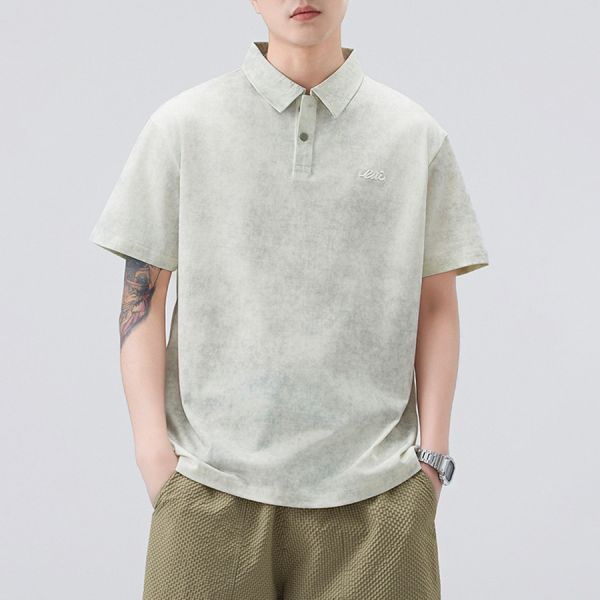蠟染刺繡POLO質感短袖 - 3配色 幕峰MuFeng,POLO,短袖,上衣,男裝,夏季,簡約,網路購物,日系男裝,2025