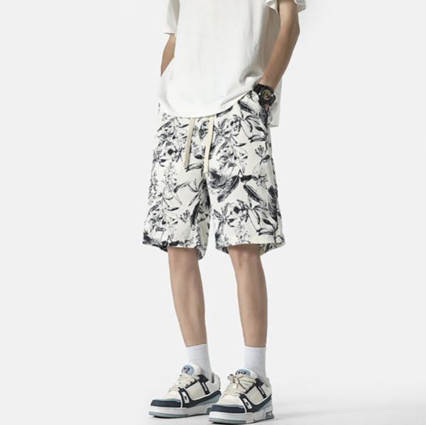海澈水墨印花休閒五分短褲 - 2配色（限時特賣 - 5折） 幕峰MuFeng,男裝特賣,5折優惠,快閃活動,限時出清,網路購物,男裝品牌,超值優惠,時尚穿搭,2025特賣