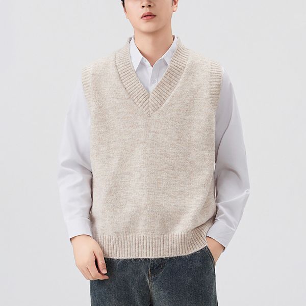 厚針潮流針織無袖毛衣背心 - 3配色 幕峰MuFeng,無袖背心,毛混紡上衣,針織打底,春秋層次穿搭,寬鬆版型,美式休閒,百搭背心,潮牌風格,長袖外搭用