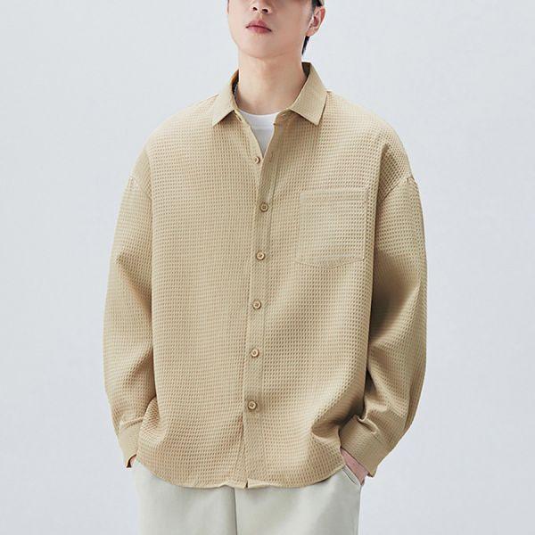 素語翻領質感休閒襯衫長袖 - 3配色（限時特賣 - 5折） 幕峰MuFeng,男裝特賣,5折優惠,快閃活動,限時出清,網路購物,男裝品牌,超值優惠,時尚穿搭,2026特賣