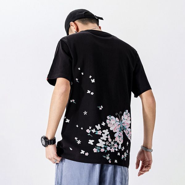 夢蝶重工刺繡圓領短袖 - 2配色 幕峰MuFeng,刺繡,蝴蝶,重工,短袖,夏天,潮流,男裝,網路購物,穿搭