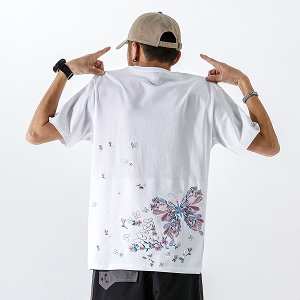 夢蝶重工刺繡圓領短袖 - 2配色 幕峰MuFeng,刺繡,蝴蝶,重工,短袖,夏天,潮流,男裝,網路購物,穿搭