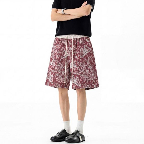 海島編織休閒短褲 - 2配色 幕峰MuFeng,蝴蝶印花短褲,海島風短褲,編織設計短褲,夏季男短褲,潮牌短褲,寬鬆短褲,度假穿搭,休閒短褲,男裝下身