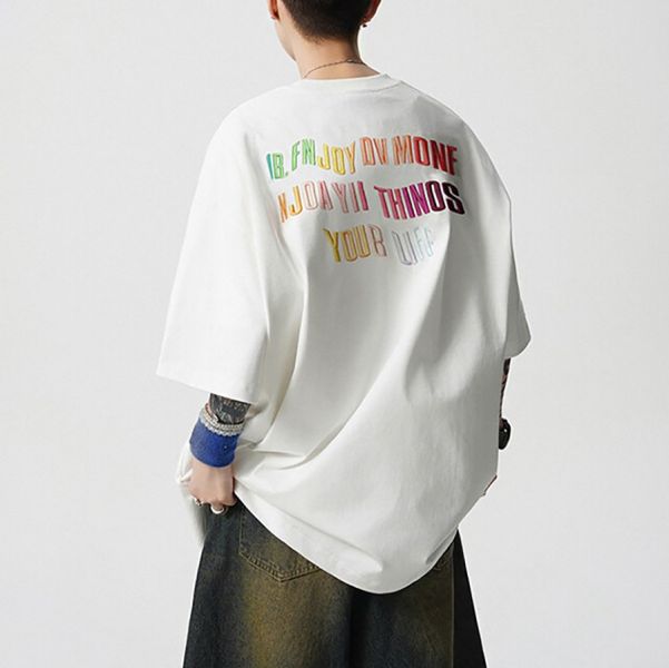 縫象刺繡潮流短袖 - 2配色 幕峰MuFeng,印花,重磅,短袖,潮流,美式,男裝,百搭,網路購物,2025