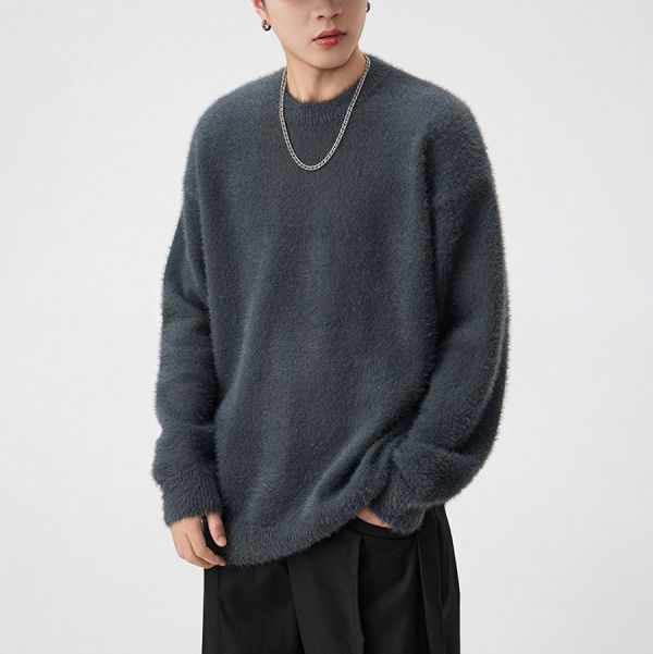 暖詩質感糯米絨毛衣長袖 - 3配色 幕峰MuFeng,糯米絨毛衣,秋冬上衣,保暖毛衣,圓領針織衫,男士毛衣,通勤穿搭,慵懶風格,柔軟親膚,百搭長袖