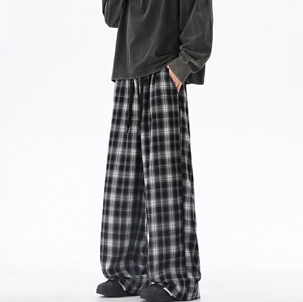 言正格子休閒直筒長褲 - 3配色 幕峰MuFeng,格子長褲,春秋休閒褲,寬鬆直筒褲,潮牌男裝,青少年穿搭,百搭長褲,時尚格紋褲,男士潮流褲款,街頭風格