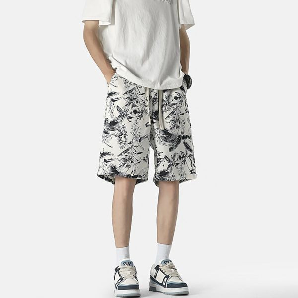 海澈水墨印花休閒五分短褲 - 2配色（限時特賣 - 5折） 幕峰MuFeng,男裝特賣,5折優惠,快閃活動,限時出清,網路購物,男裝品牌,超值優惠,時尚穿搭,2025特賣